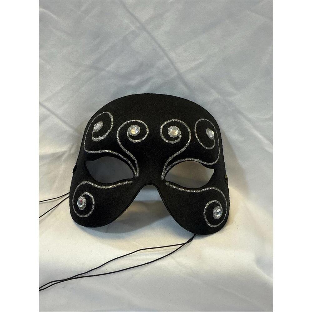 Men's Venetian S Masquerade Ball Mask Black & Silver